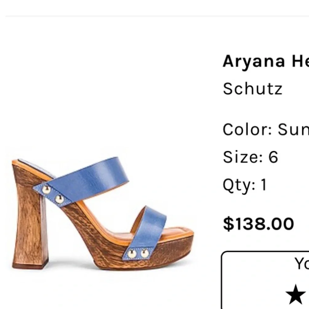 Schutz Denim blue Revolve platform wood heels size 6. - like new